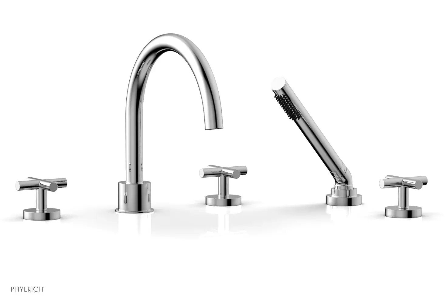 polished chrome deck tub set