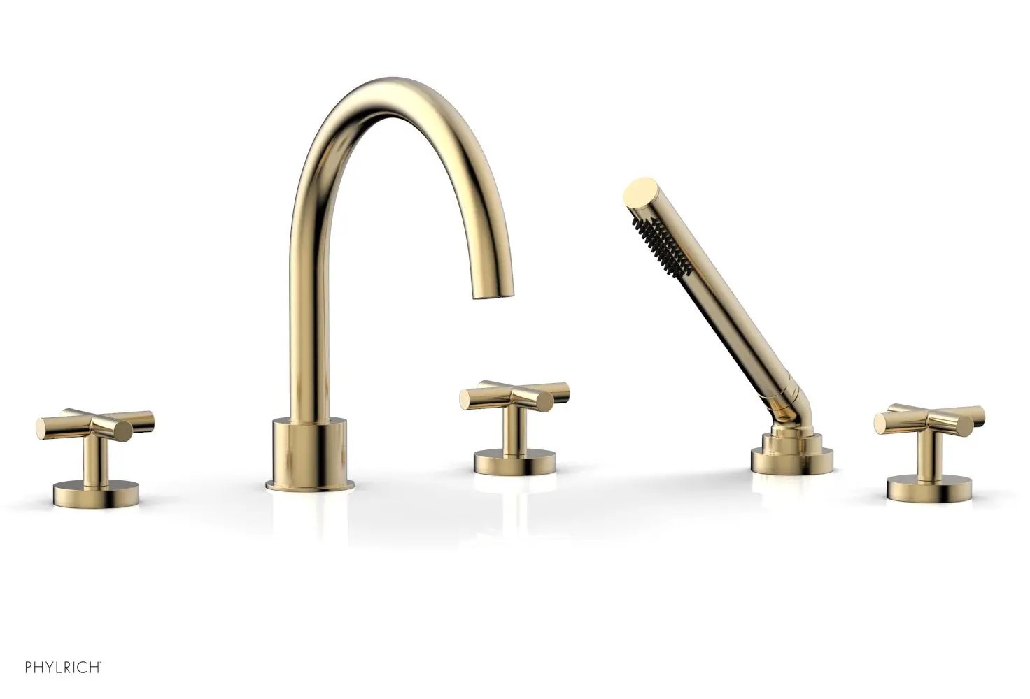 Phylrich TRANSITION Deck Tub Set with Hand Shower - Cross Handles by Phylrich