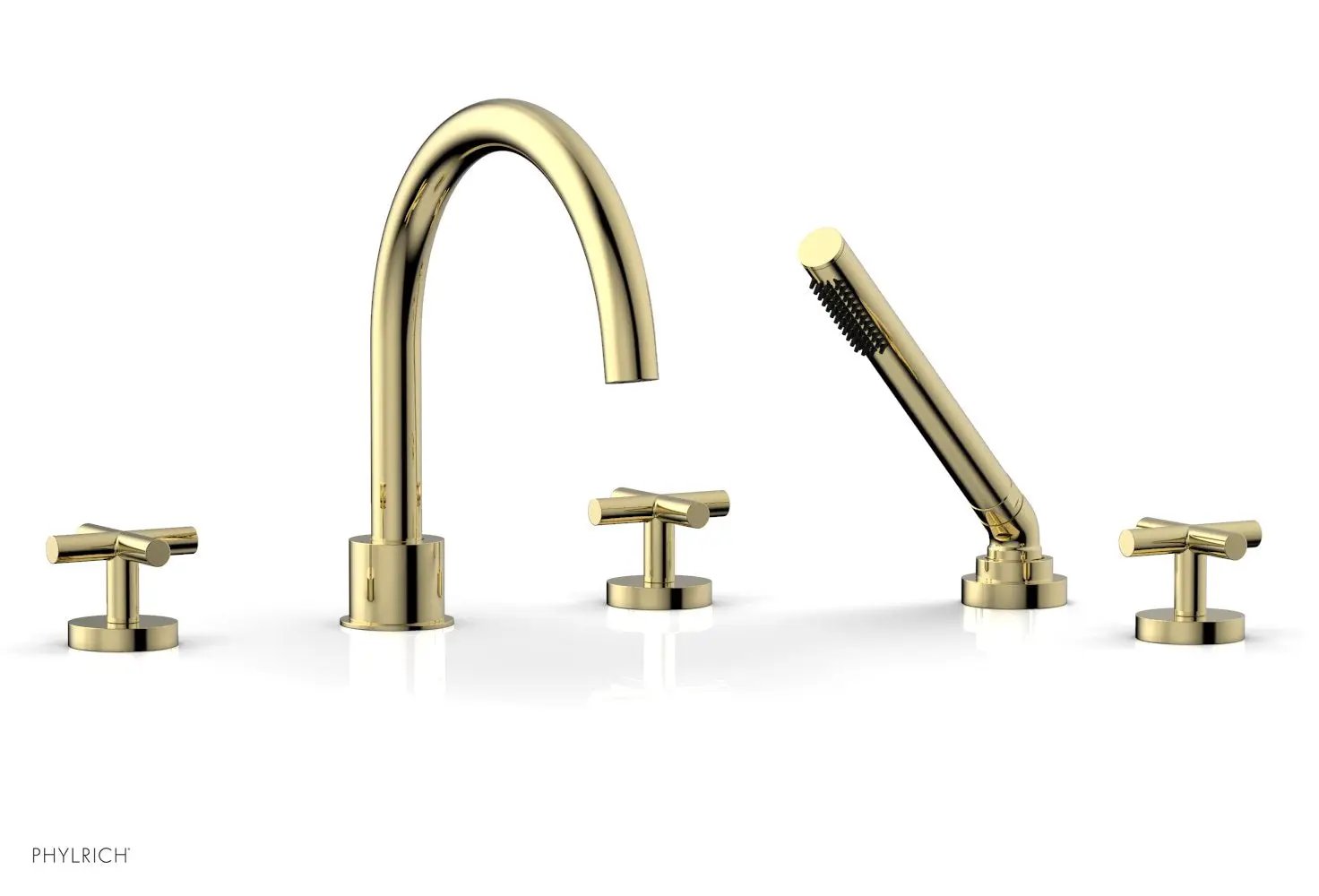 Phylrich TRANSITION Deck Tub Set with Hand Shower - Cross Handles by Phylrich