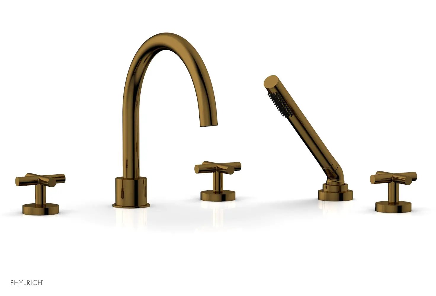 Phylrich TRANSITION Deck Tub Set with Hand Shower - Cross Handles by Phylrich