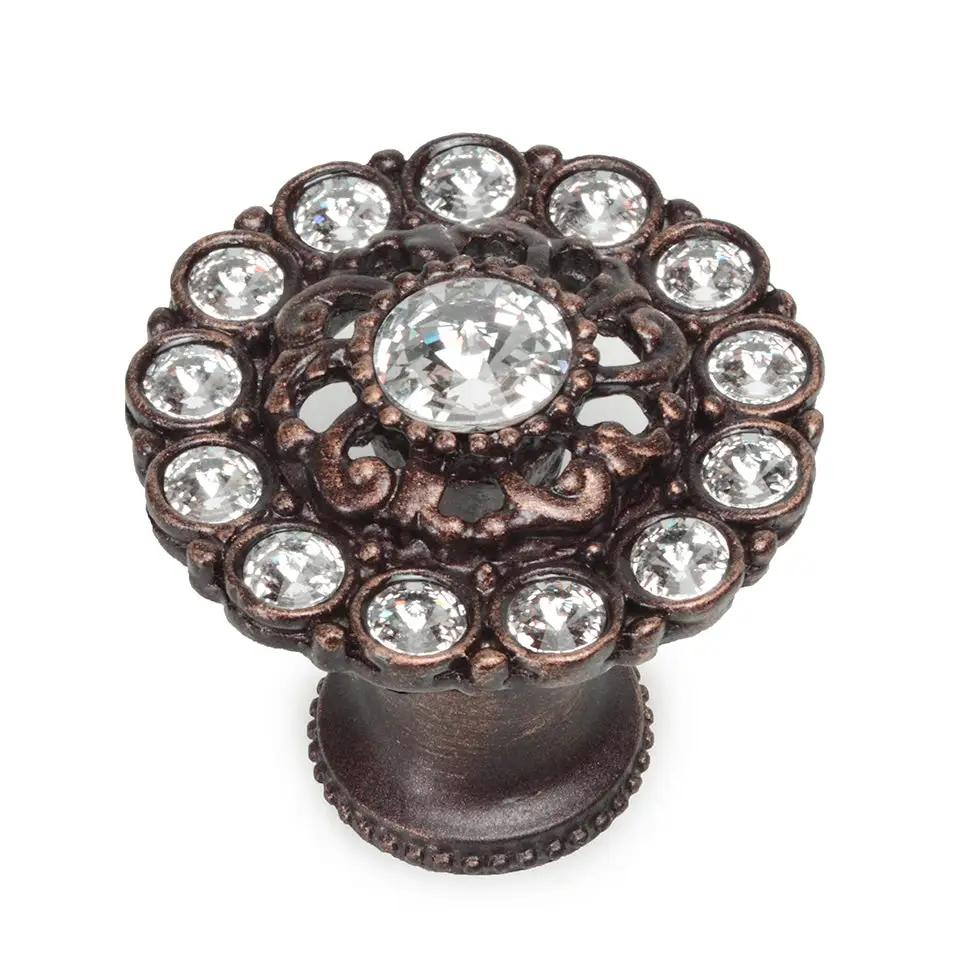 Carpe Diem Caché Iv Large Round Multi Crystals Knob with Flared Foot - Decorated with Swarovski Crystals by Carpe Diem