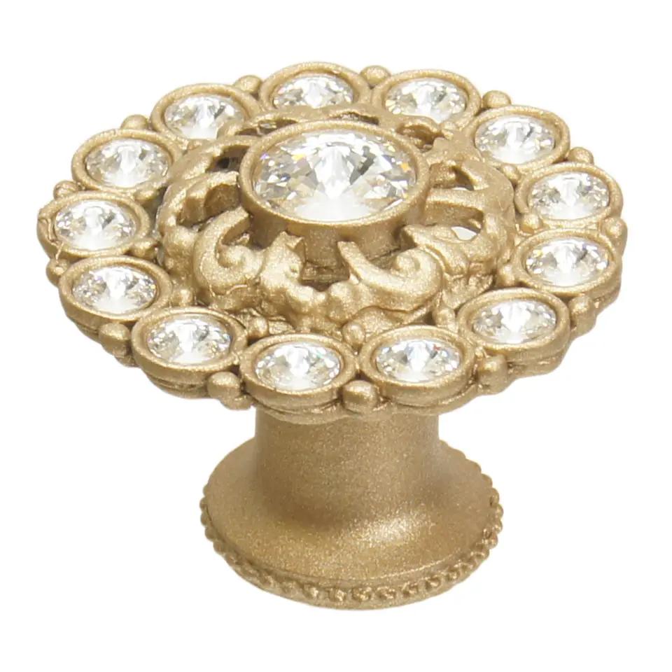 Carpe Diem Caché Iv Large Round Multi Crystals Knob with Flared Foot - Decorated with Swarovski Crystals by Carpe Diem