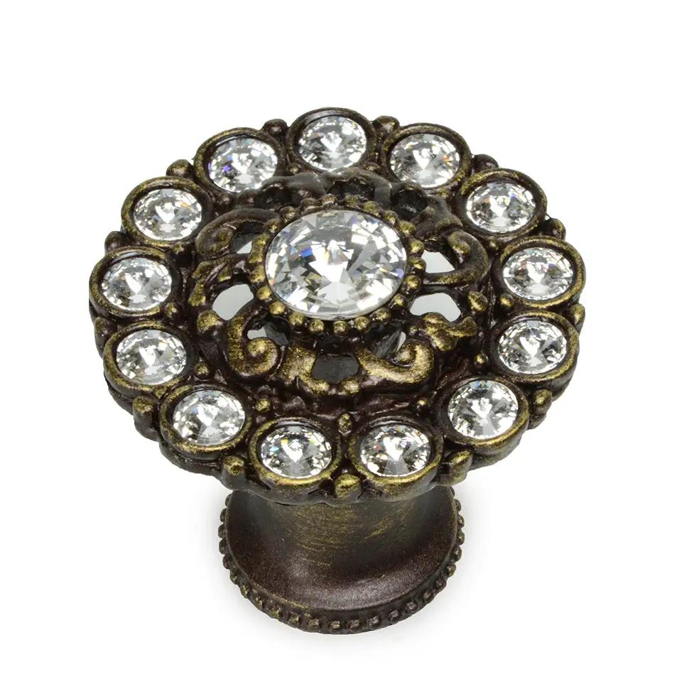 Carpe Diem Caché Iv Large Round Multi Crystals Knob with Flared Foot - Decorated with Swarovski Crystals by Carpe Diem