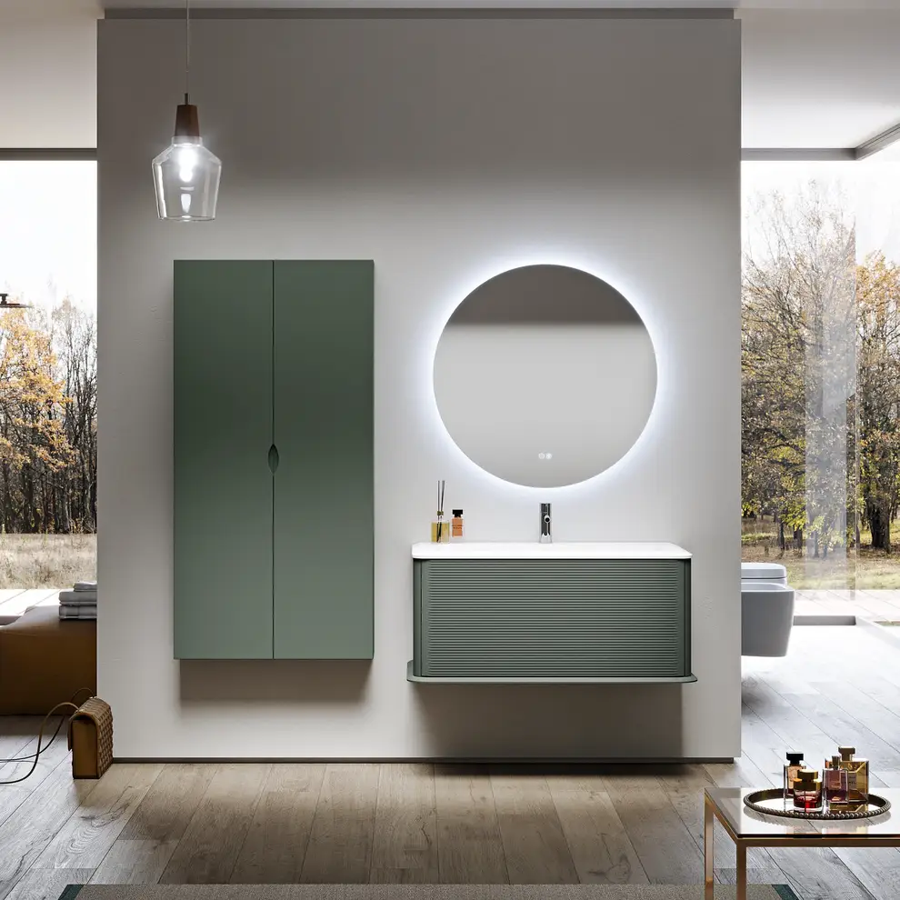green matte vanity
