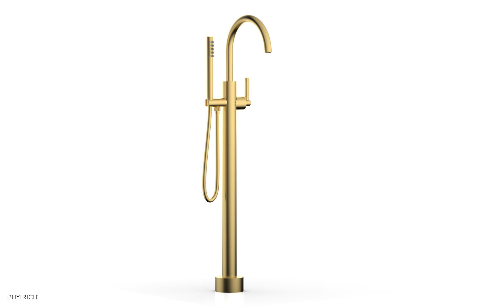 Phylrich BASIC Tall Floor Mount Tub Filler - Lever Handle with Hand Shower