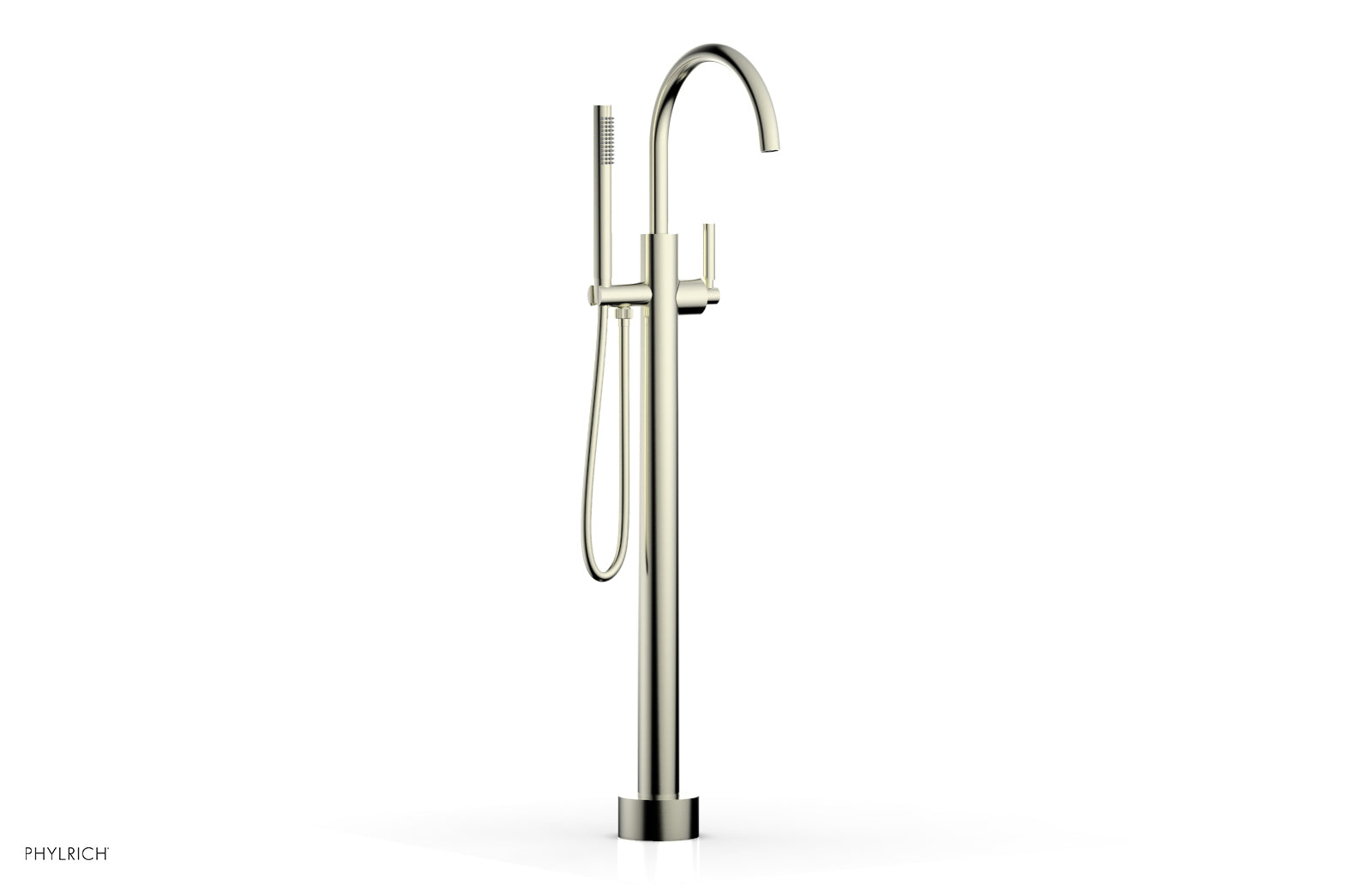 Phylrich BASIC Tall Floor Mount Tub Filler - Lever Handle with Hand Shower