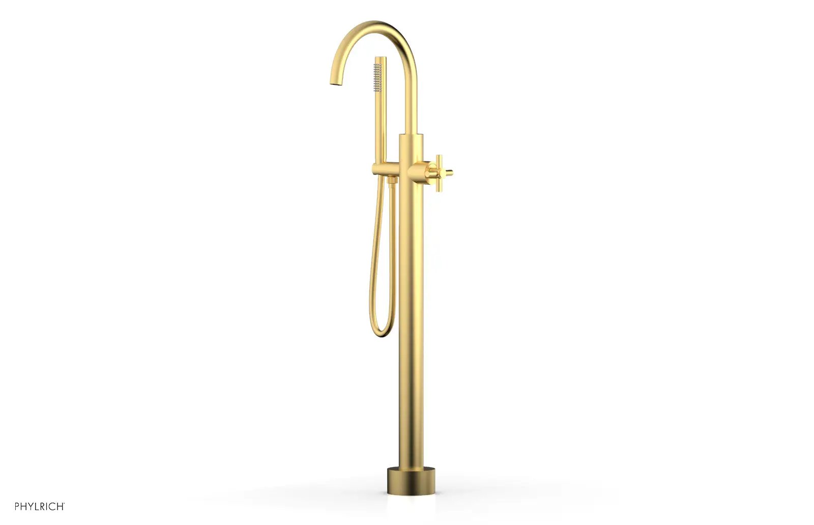Phylrich BASIC Tall Floor Mount Tub Filler - Cross Handle with Hand Shower by Phylrich