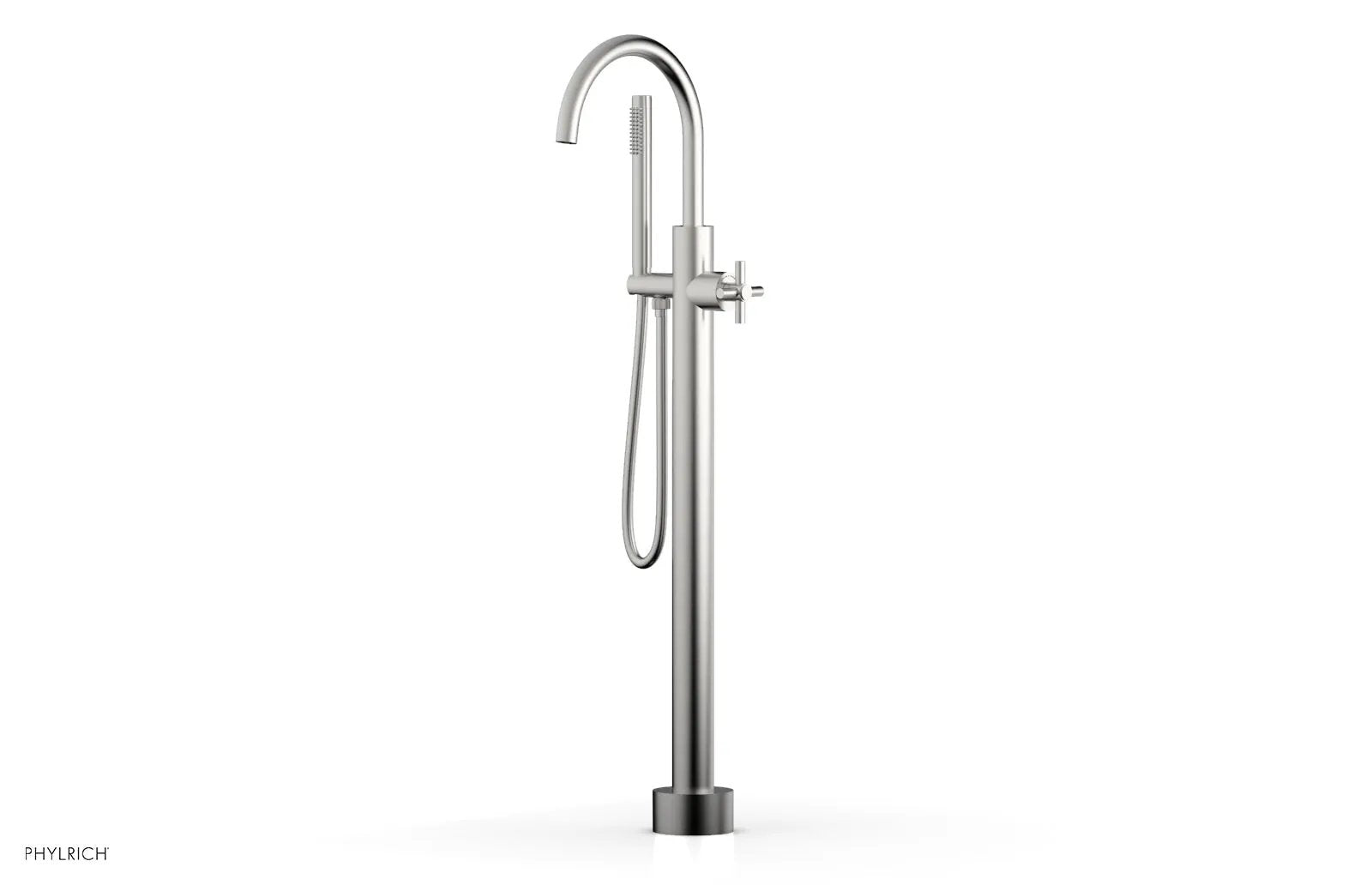 Phylrich BASIC Tall Floor Mount Tub Filler - Cross Handle with Hand Shower by Phylrich