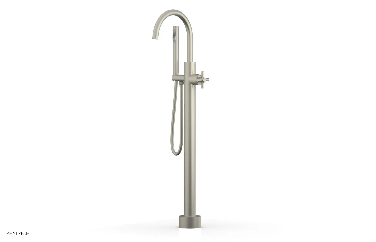 Phylrich BASIC Tall Floor Mount Tub Filler - Cross Handle with Hand Shower by Phylrich