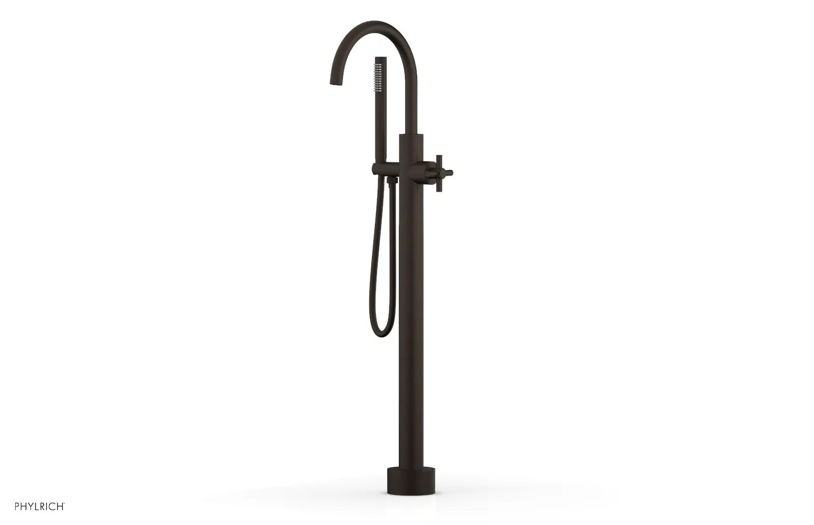 Phylrich BASIC Tall Floor Mount Tub Filler - Cross Handle with Hand Shower by Phylrich