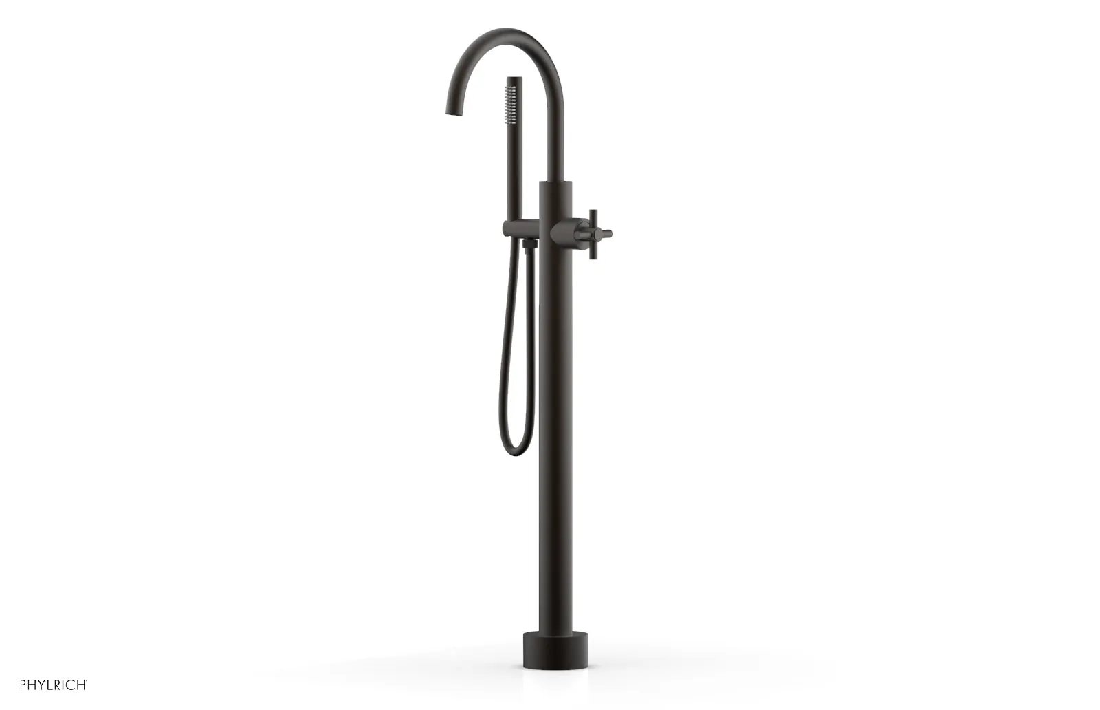 Phylrich BASIC Tall Floor Mount Tub Filler - Cross Handle with Hand Shower by Phylrich