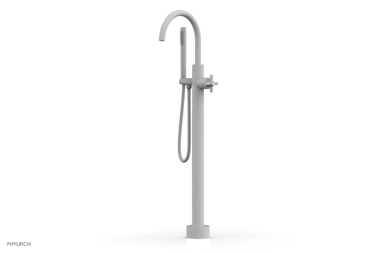 Phylrich BASIC Tall Floor Mount Tub Filler - Cross Handle with Hand Shower by Phylrich