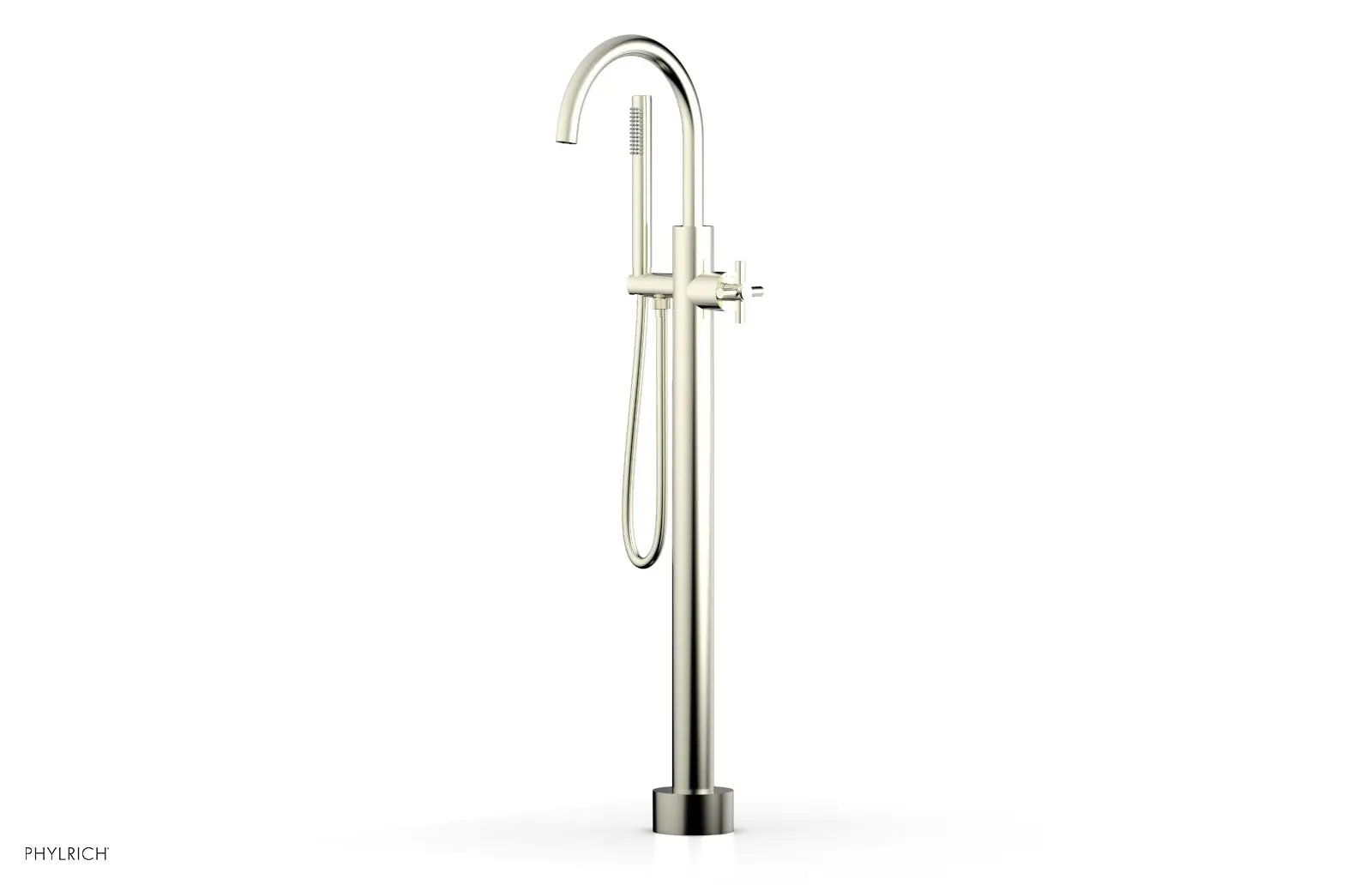 Phylrich BASIC Tall Floor Mount Tub Filler - Cross Handle with Hand Shower by Phylrich