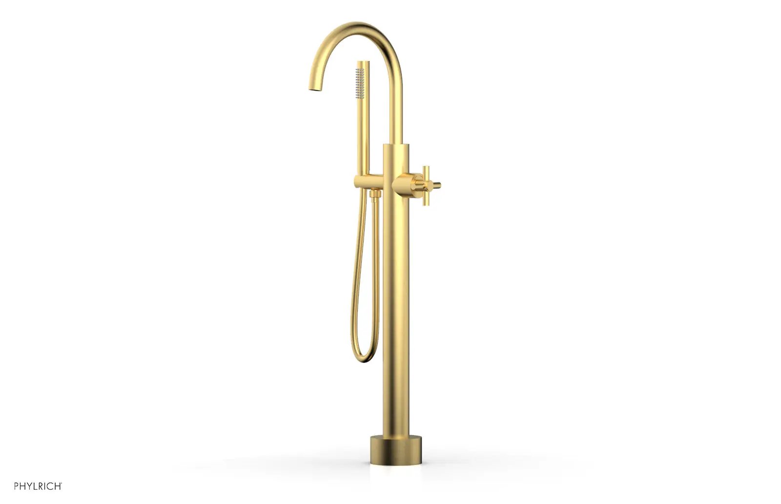 Phylrich BASIC Low Floor Mount Tub Filler - Cross Handle with Hand Shower by Phylrich