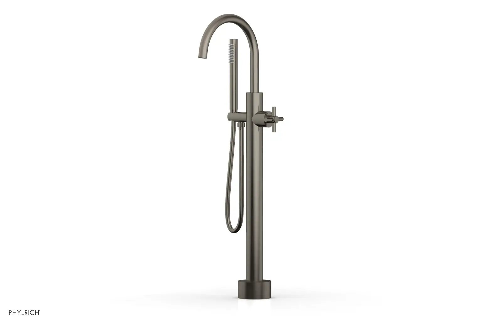 Phylrich BASIC Low Floor Mount Tub Filler - Cross Handle with Hand Shower by Phylrich