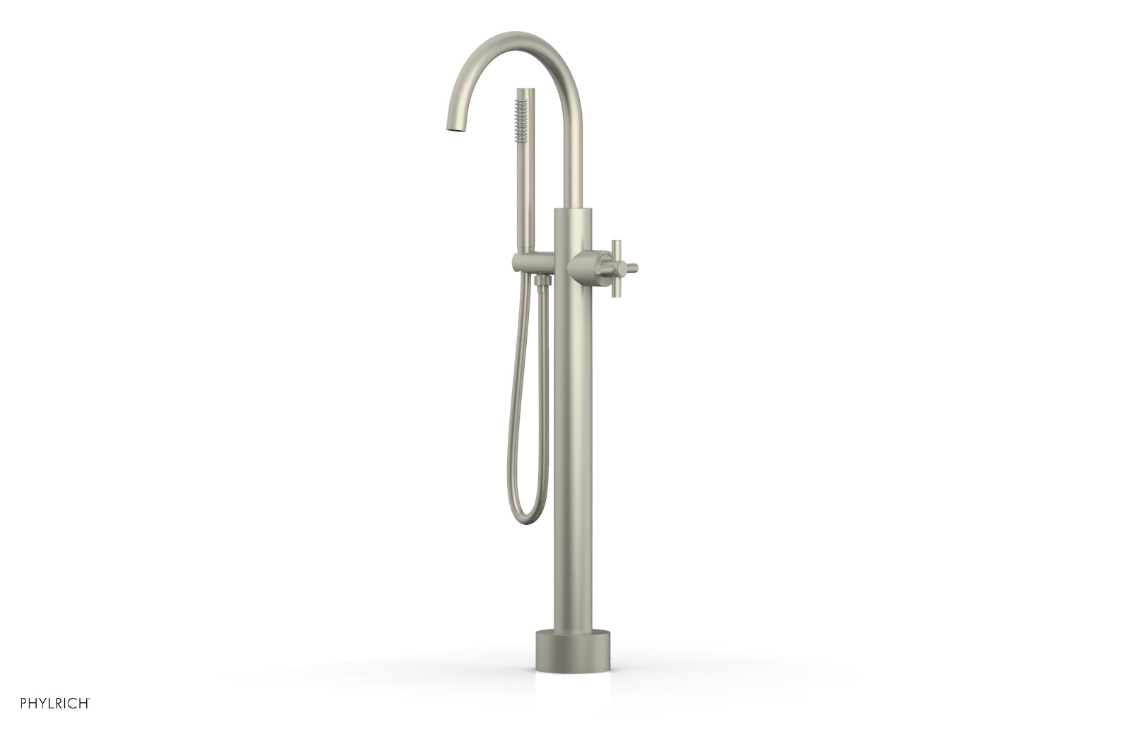 Phylrich BASIC Low Floor Mount Tub Filler - Cross Handle with Hand Shower by Phylrich