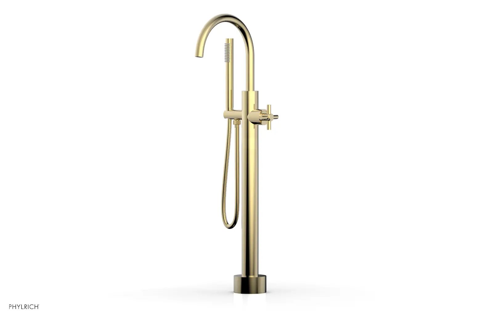 Phylrich BASIC Low Floor Mount Tub Filler - Cross Handle with Hand Shower by Phylrich