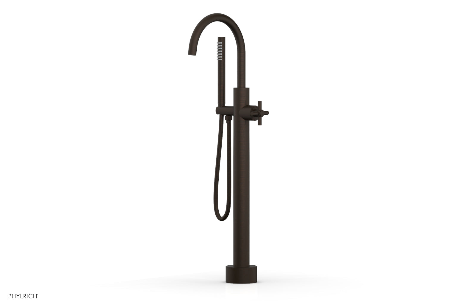 Phylrich BASIC Low Floor Mount Tub Filler - Cross Handle with Hand Shower by Phylrich