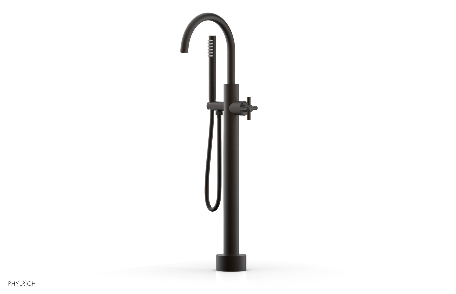 Phylrich BASIC Low Floor Mount Tub Filler - Cross Handle with Hand Shower by Phylrich