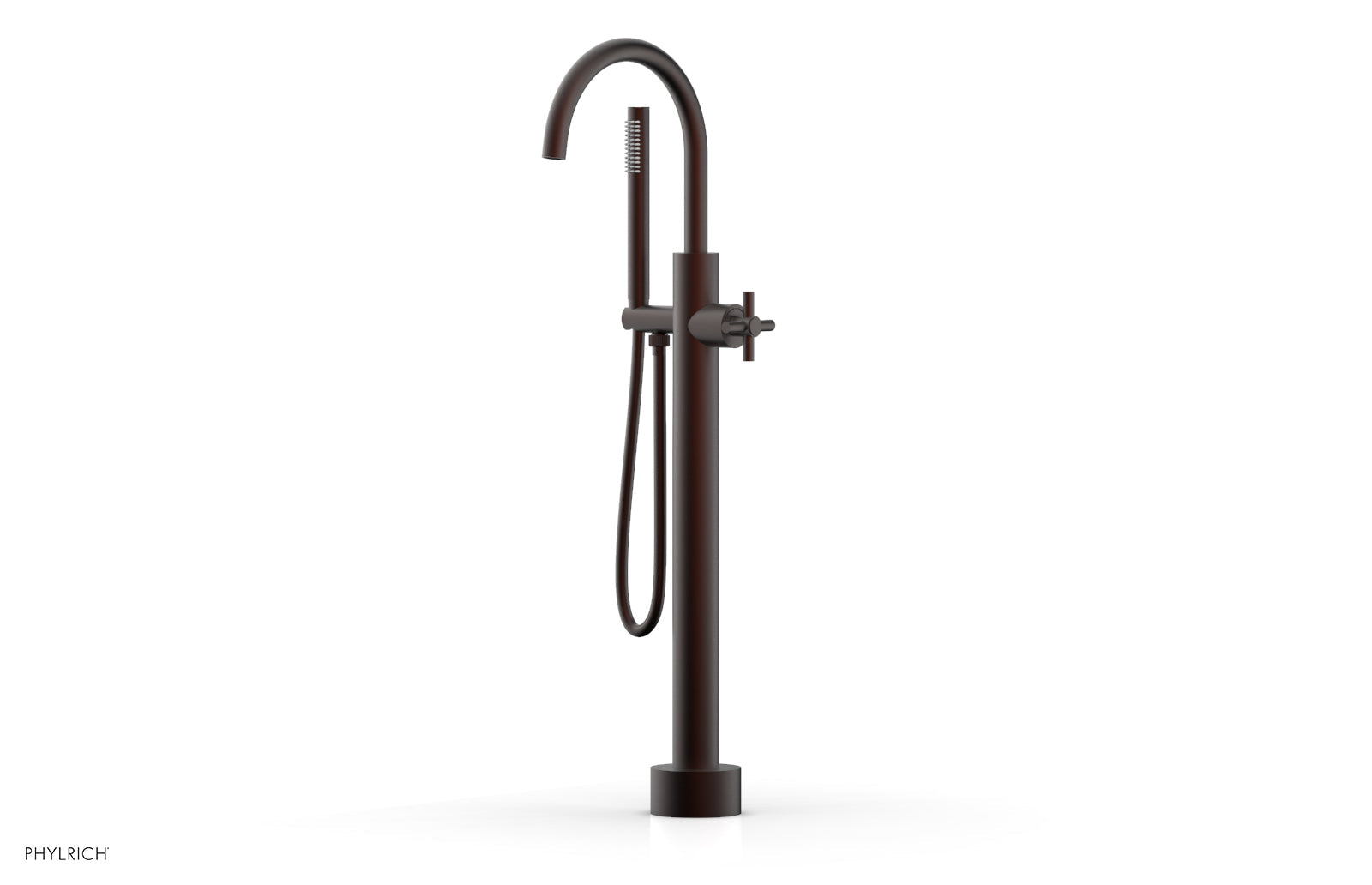 Phylrich BASIC Low Floor Mount Tub Filler - Cross Handle with Hand Shower