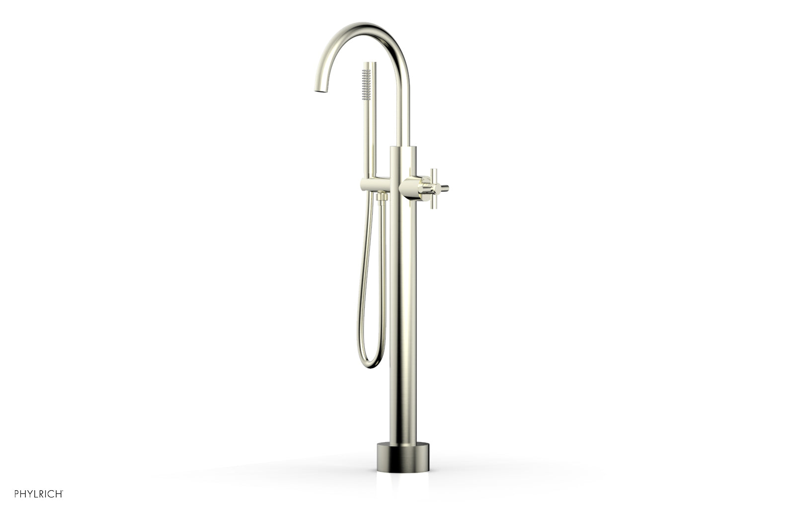 Phylrich BASIC Low Floor Mount Tub Filler - Cross Handle with Hand Shower by Phylrich