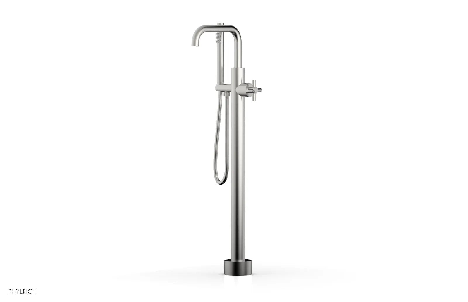 Phylrich BASIC Tall Floor Mount Tub Filler - Cross Handle with Hand Shower by Phylrich