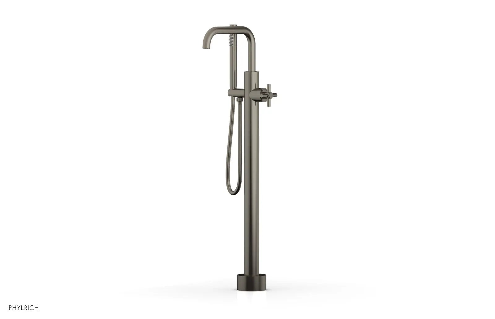 Phylrich BASIC Tall Floor Mount Tub Filler - Cross Handle with Hand Shower by Phylrich