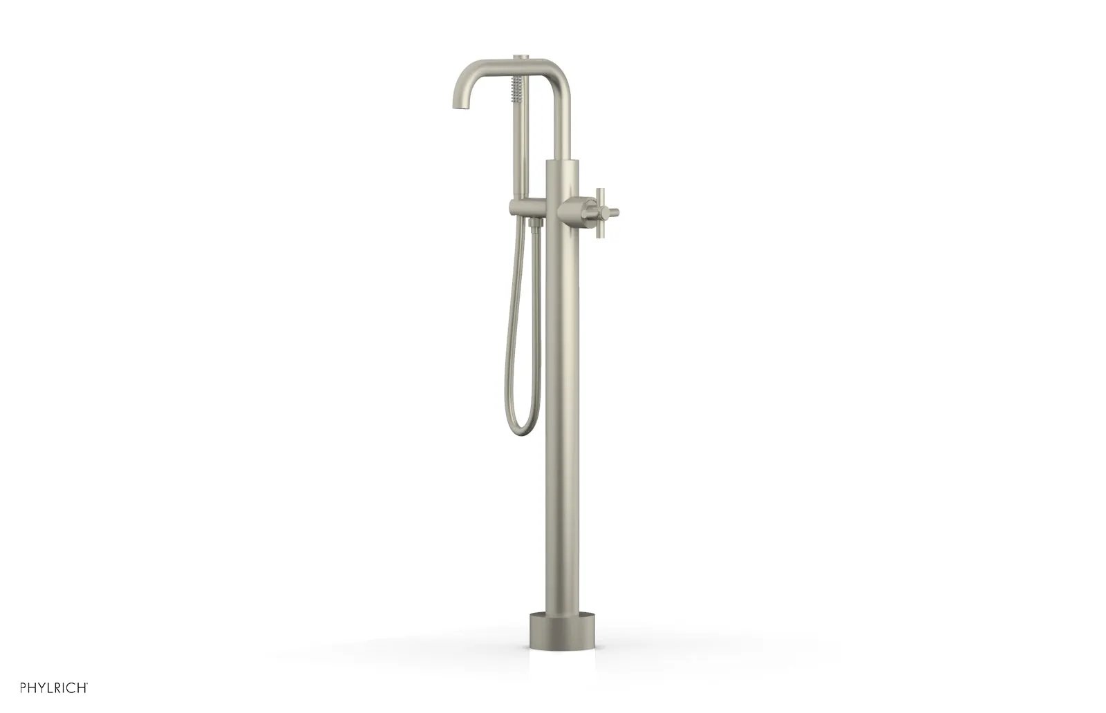Phylrich BASIC Tall Floor Mount Tub Filler - Cross Handle with Hand Shower by Phylrich