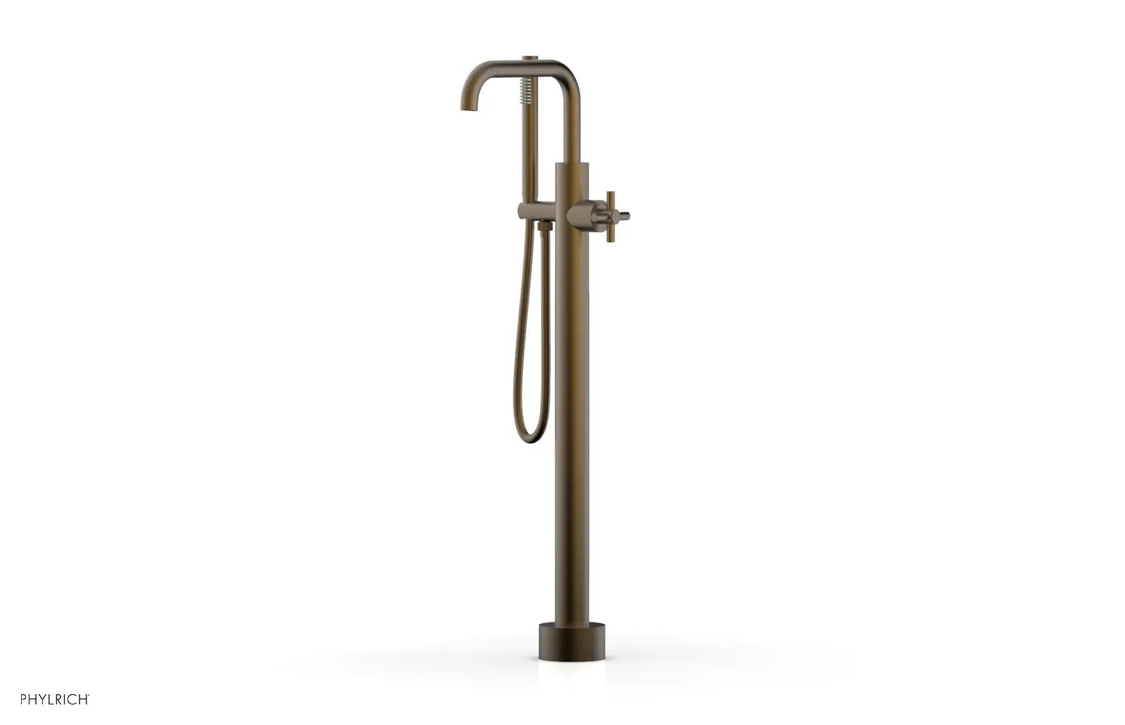 Phylrich BASIC Tall Floor Mount Tub Filler - Cross Handle with Hand Shower by Phylrich