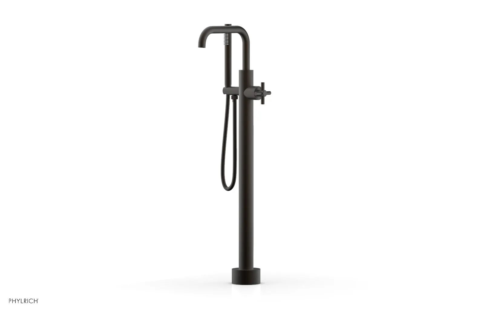 Phylrich BASIC Tall Floor Mount Tub Filler - Cross Handle with Hand Shower by Phylrich