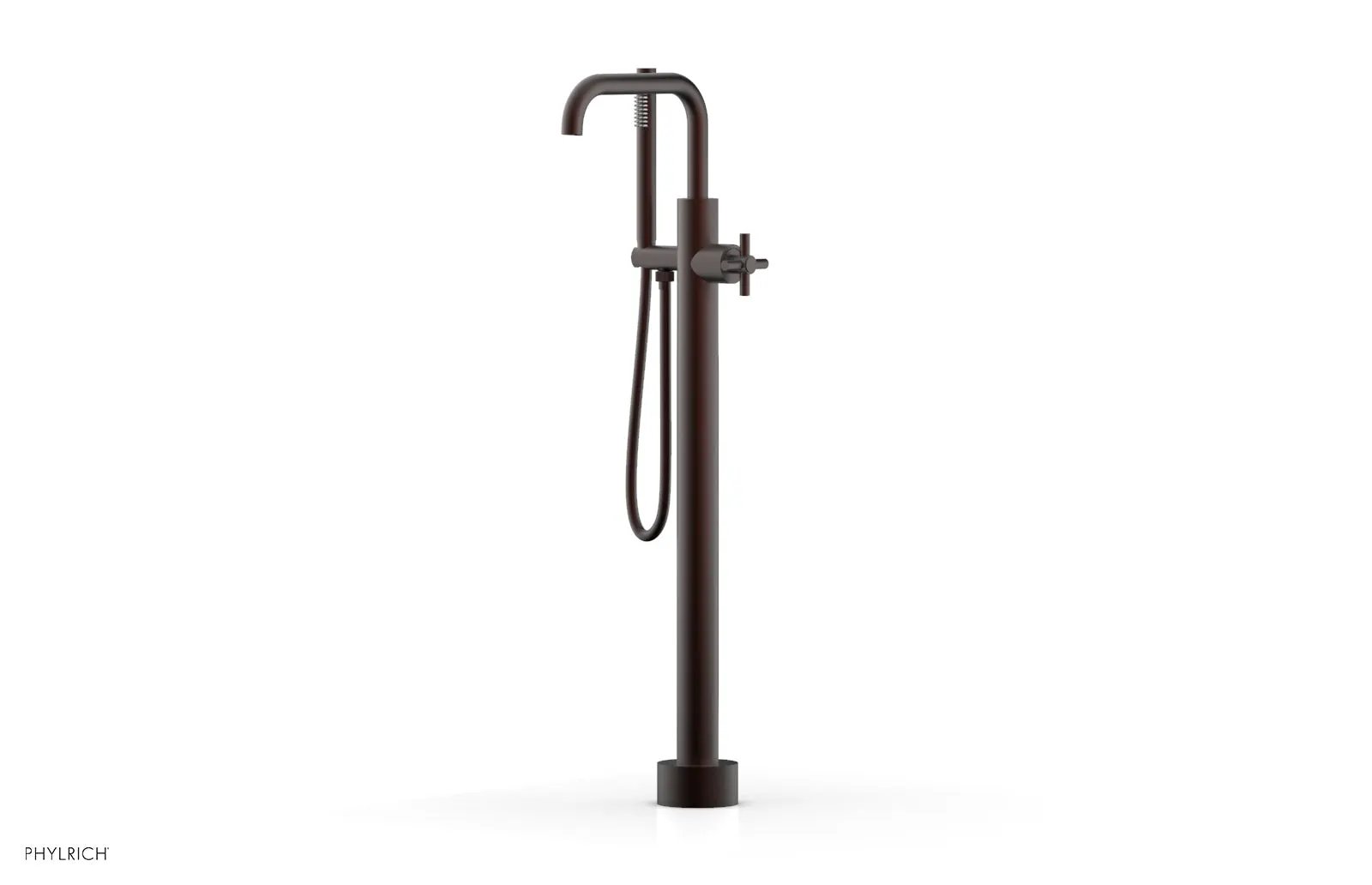 Phylrich BASIC Tall Floor Mount Tub Filler - Cross Handle with Hand Shower by Phylrich