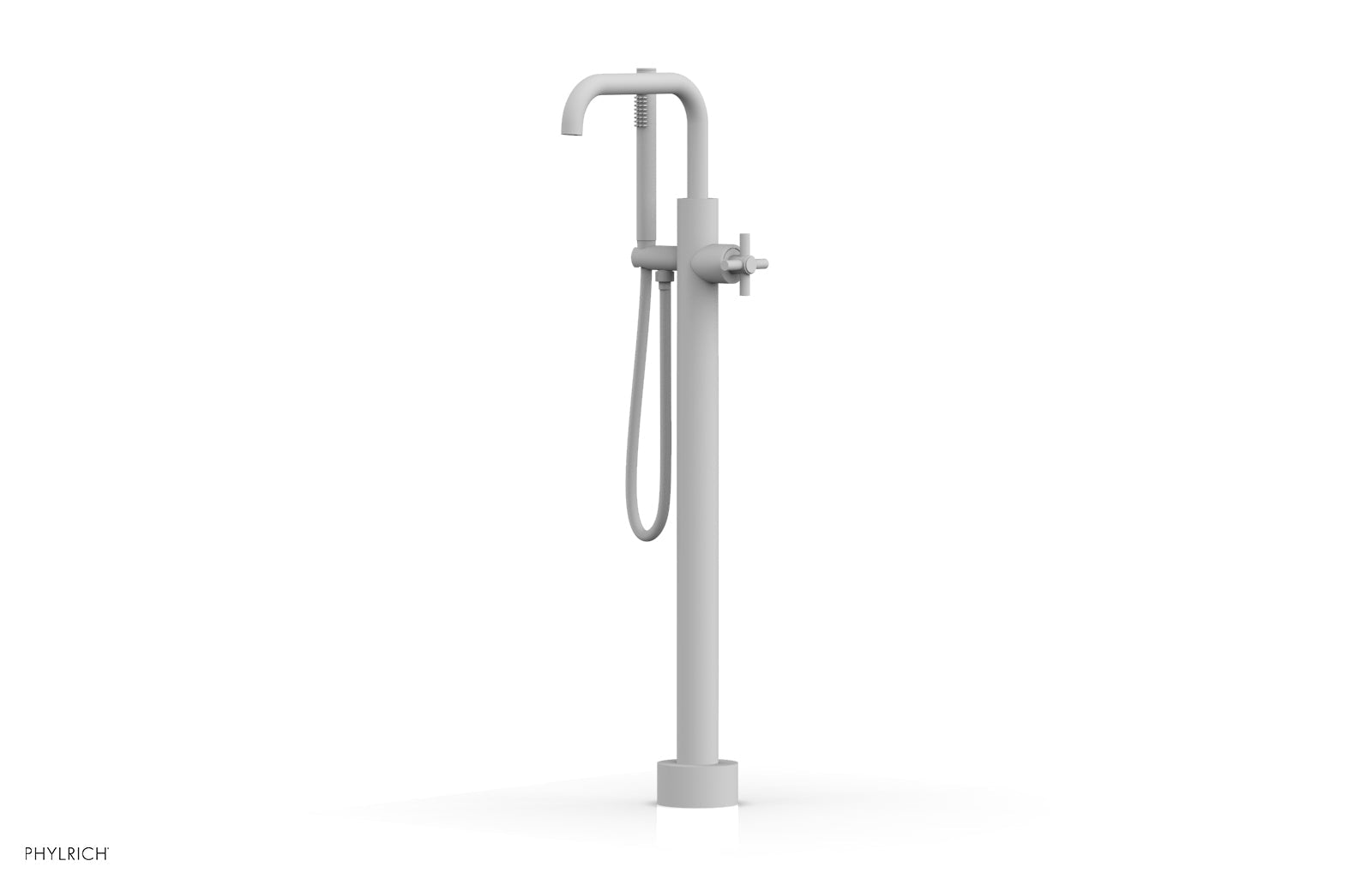 Phylrich BASIC Tall Floor Mount Tub Filler - Cross Handle with Hand Shower