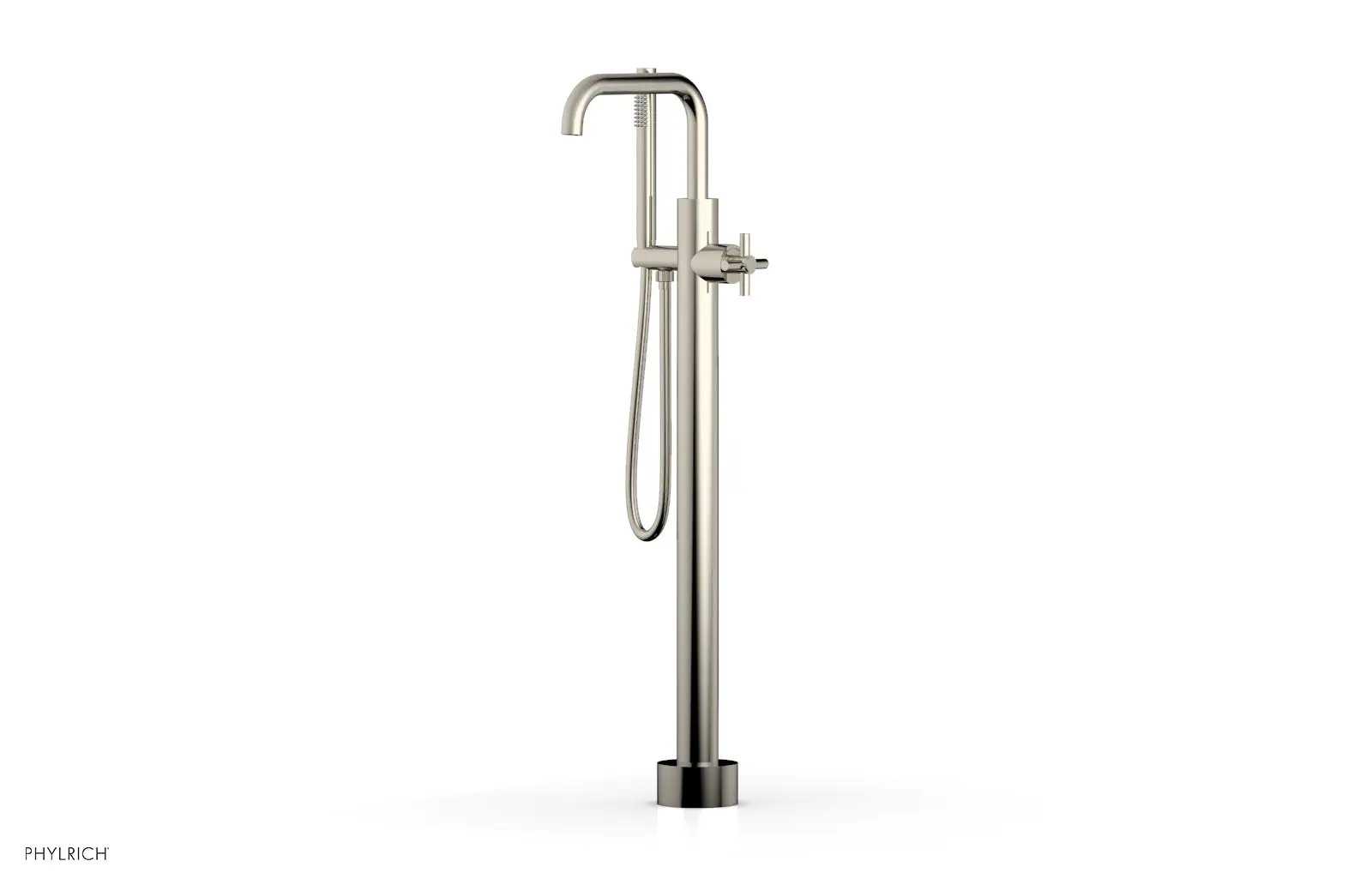 Phylrich BASIC Tall Floor Mount Tub Filler - Cross Handle with Hand Shower by Phylrich