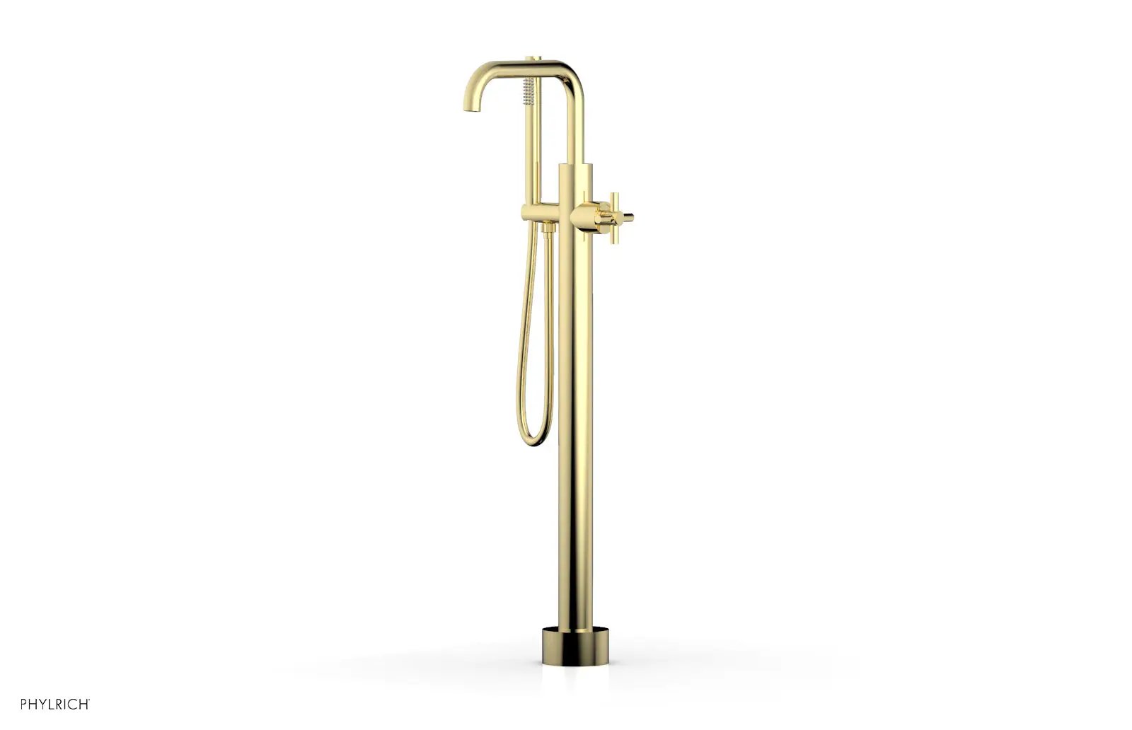 Phylrich BASIC Tall Floor Mount Tub Filler - Cross Handle with Hand Shower by Phylrich