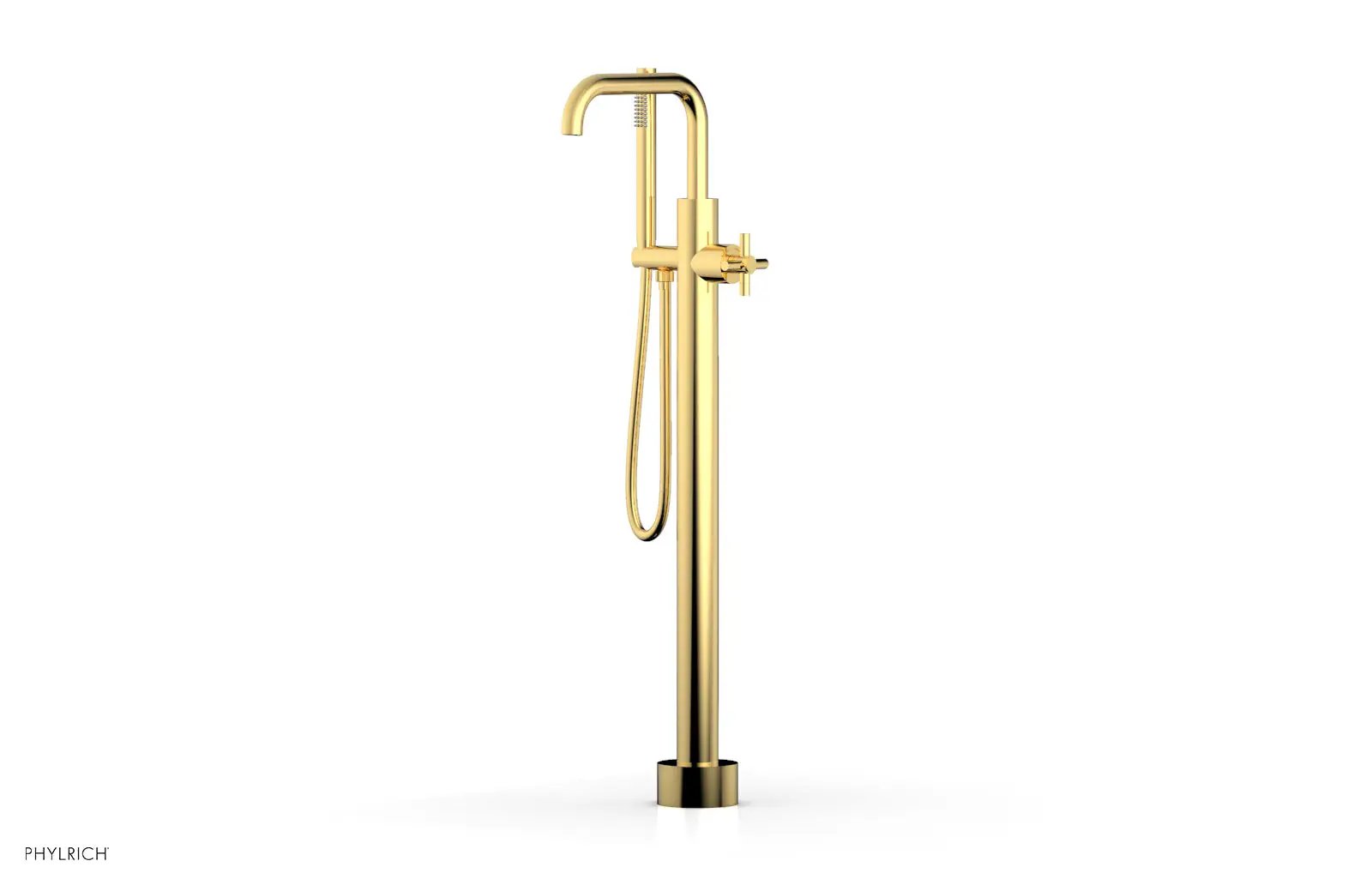 Phylrich BASIC Tall Floor Mount Tub Filler - Cross Handle with Hand Shower by Phylrich