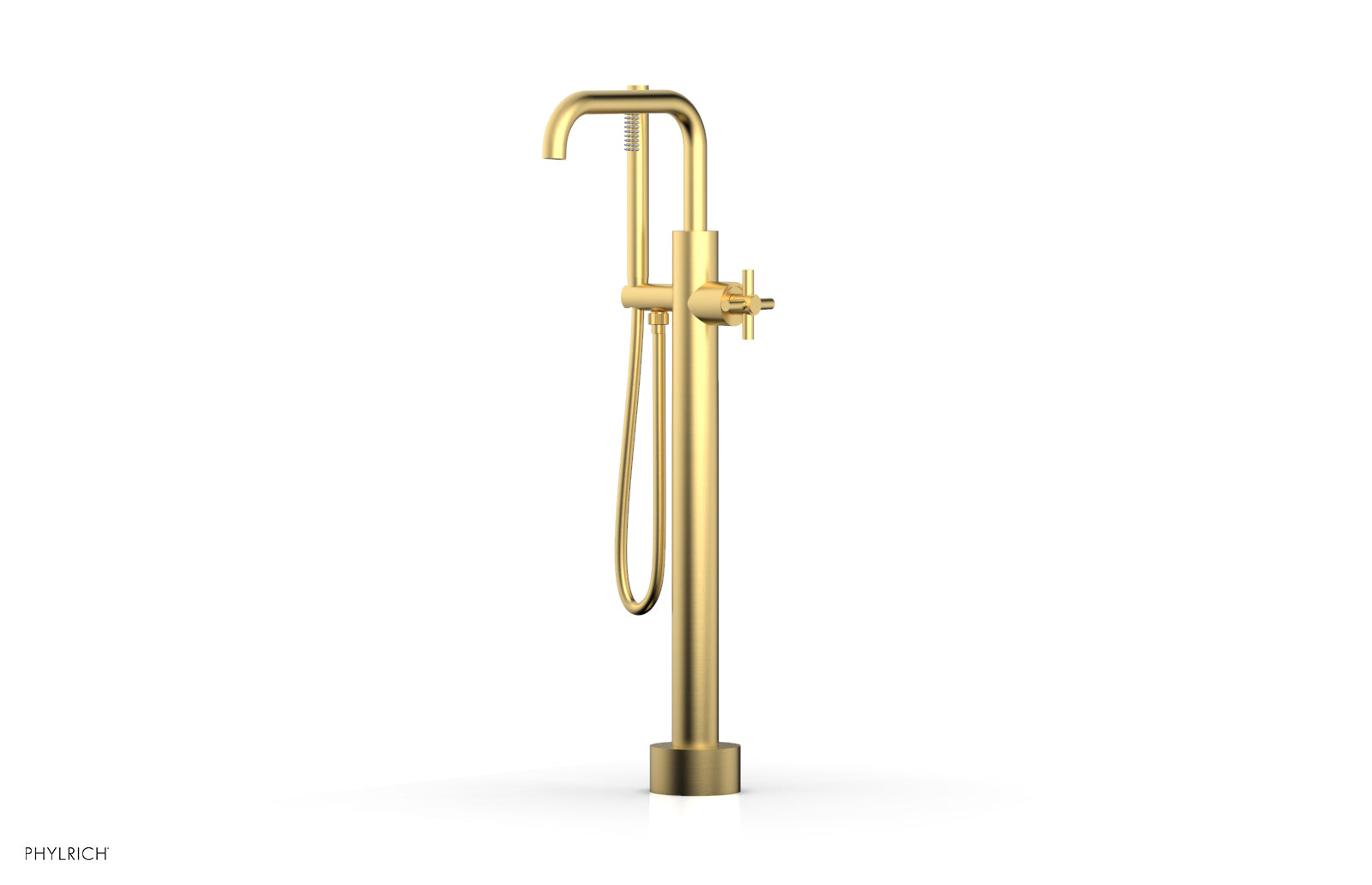 Phylrich BASIC Low Floor Mount Tub Filler - Cross Handle with Hand Shower by Phylrich