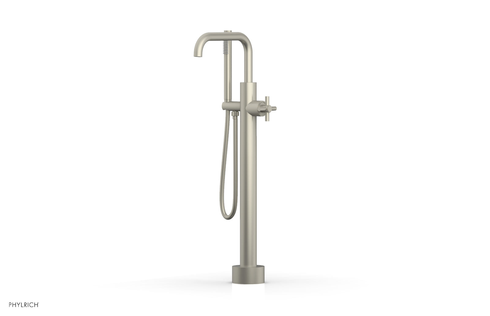 Phylrich BASIC Low Floor Mount Tub Filler - Cross Handle with Hand Shower by Phylrich