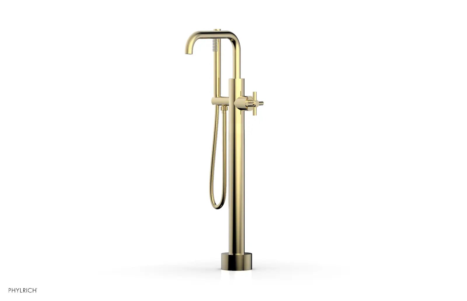 Phylrich BASIC Low Floor Mount Tub Filler - Cross Handle with Hand Shower by Phylrich