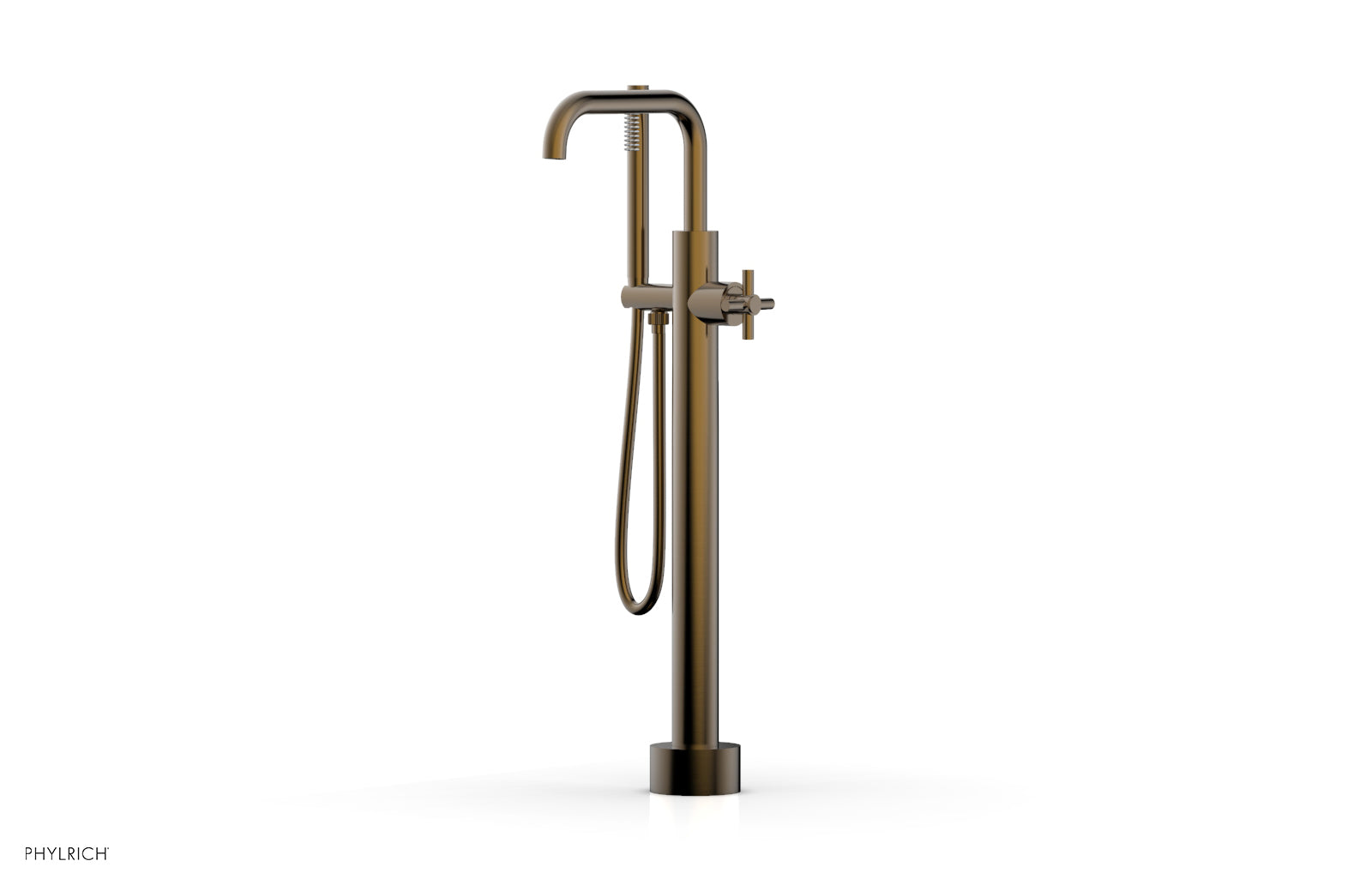 Phylrich BASIC Low Floor Mount Tub Filler - Cross Handle with Hand Shower by Phylrich