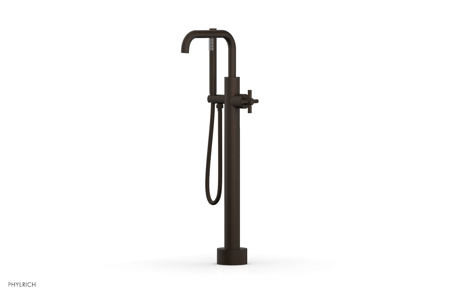 Phylrich BASIC Low Floor Mount Tub Filler - Cross Handle with Hand Shower by Phylrich
