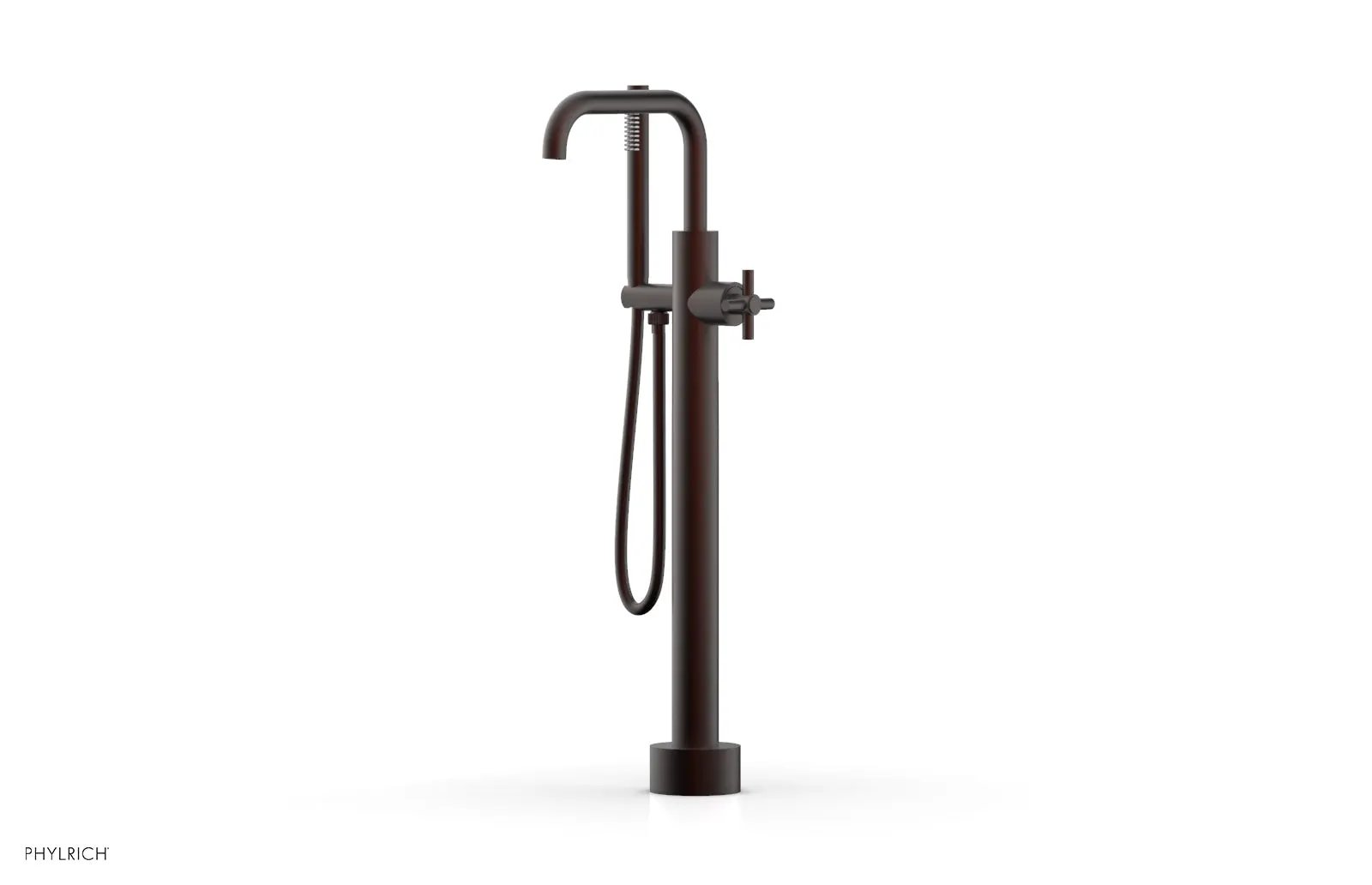 Phylrich BASIC Low Floor Mount Tub Filler - Cross Handle with Hand Shower by Phylrich
