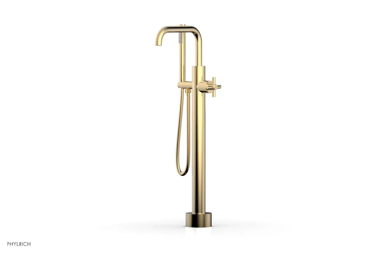 Phylrich BASIC Low Floor Mount Tub Filler - Cross Handle with Hand Shower by Phylrich