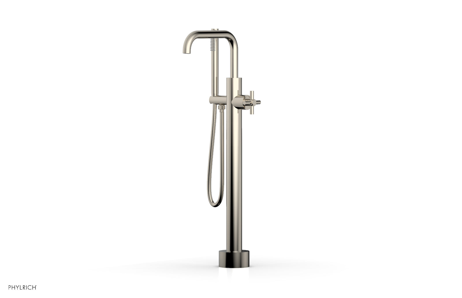 Phylrich BASIC Low Floor Mount Tub Filler - Cross Handle with Hand Shower by Phylrich