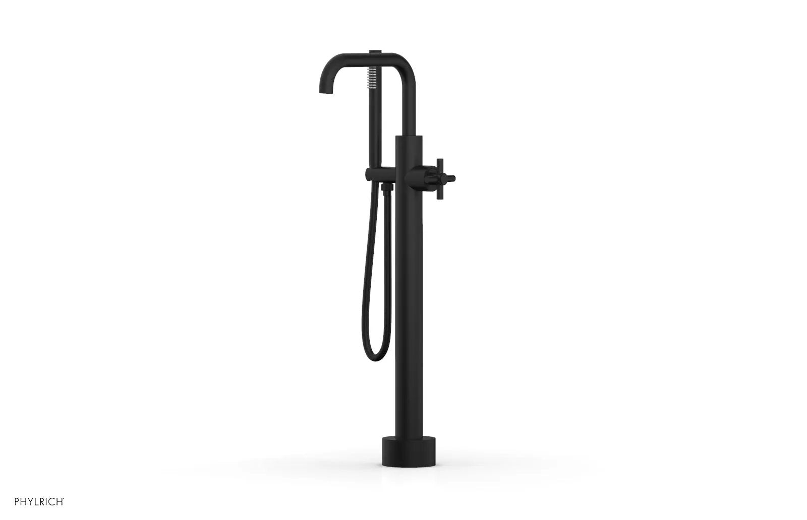 Phylrich BASIC Low Floor Mount Tub Filler - Cross Handle with Hand Shower by Phylrich