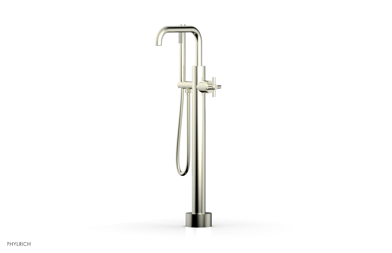 Phylrich BASIC Low Floor Mount Tub Filler - Cross Handle with Hand Shower by Phylrich