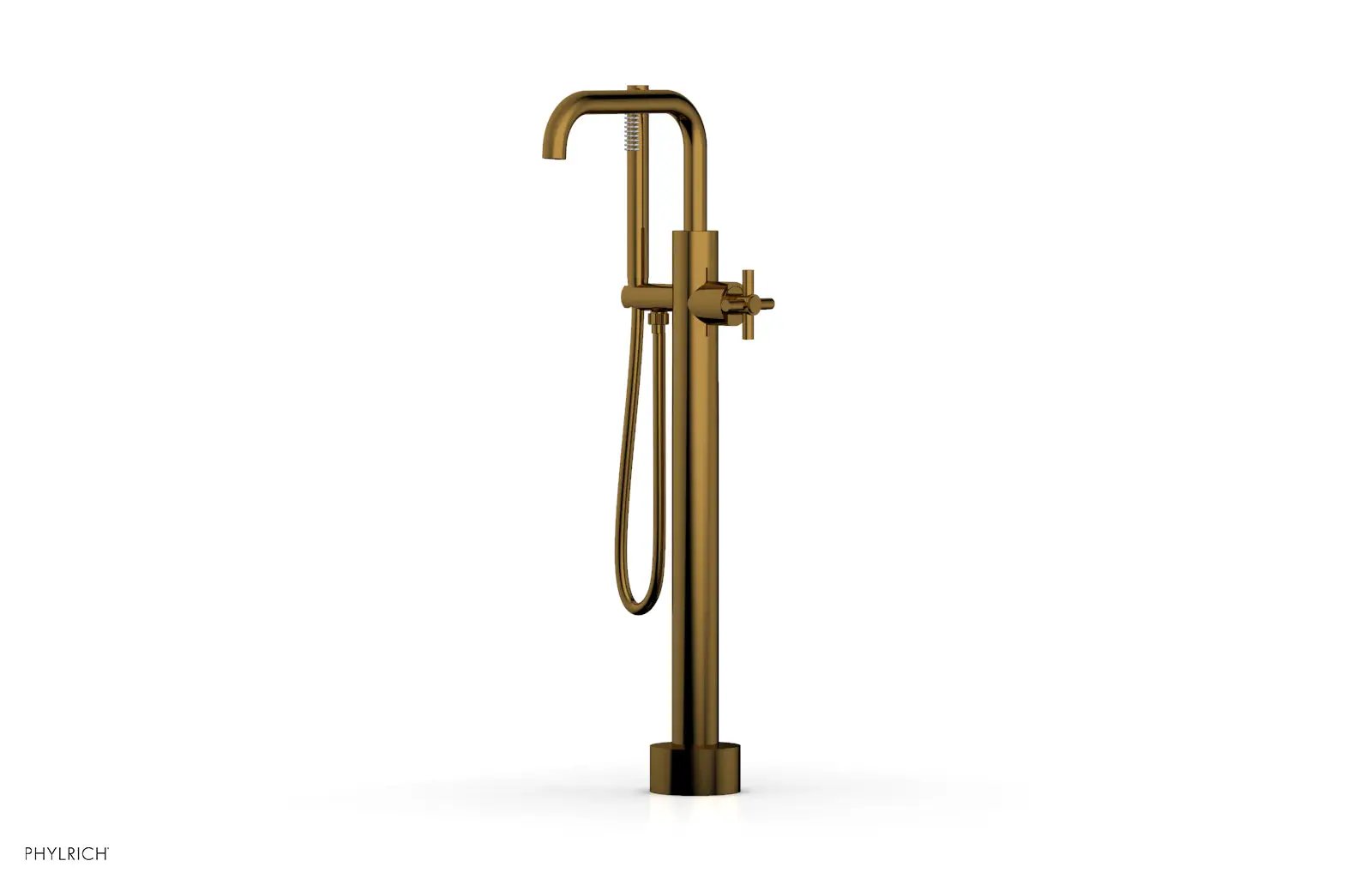 Phylrich BASIC Low Floor Mount Tub Filler - Cross Handle with Hand Shower by Phylrich