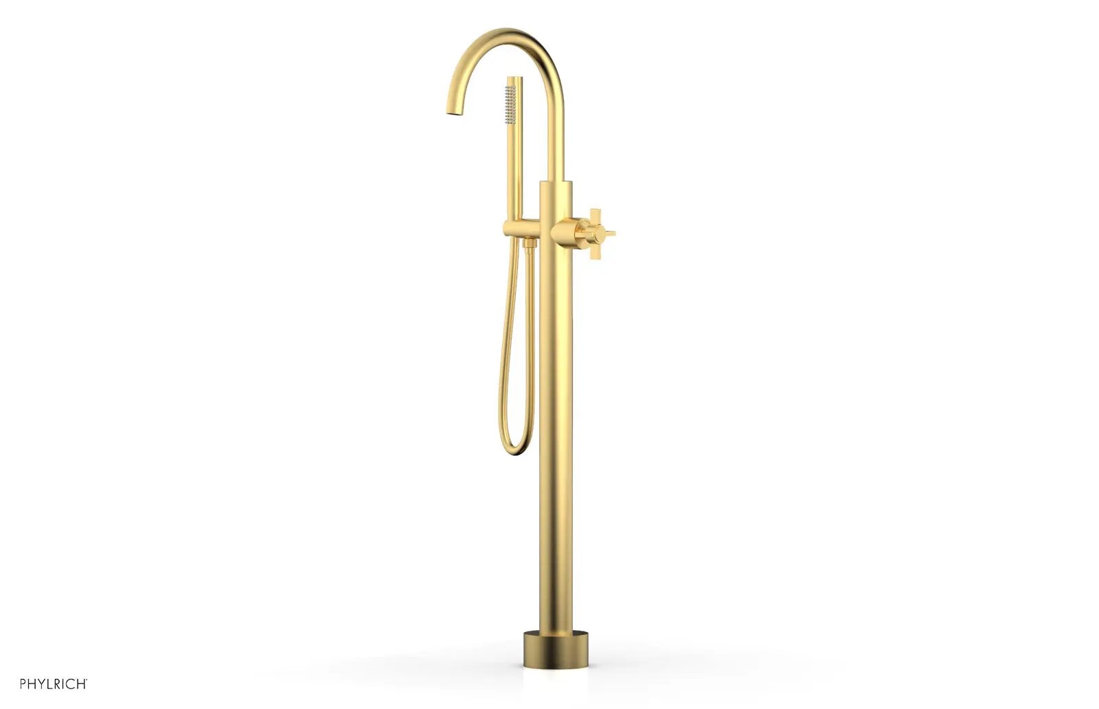 Phylrich BASIC Tall Floor Mount Tub Filler - Cross Handle with Hand Shower by Phylrich