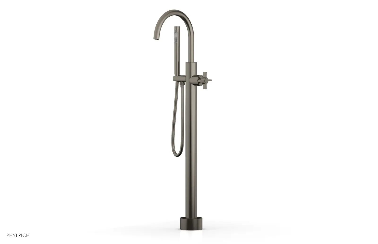 Phylrich BASIC Tall Floor Mount Tub Filler - Cross Handle with Hand Shower by Phylrich