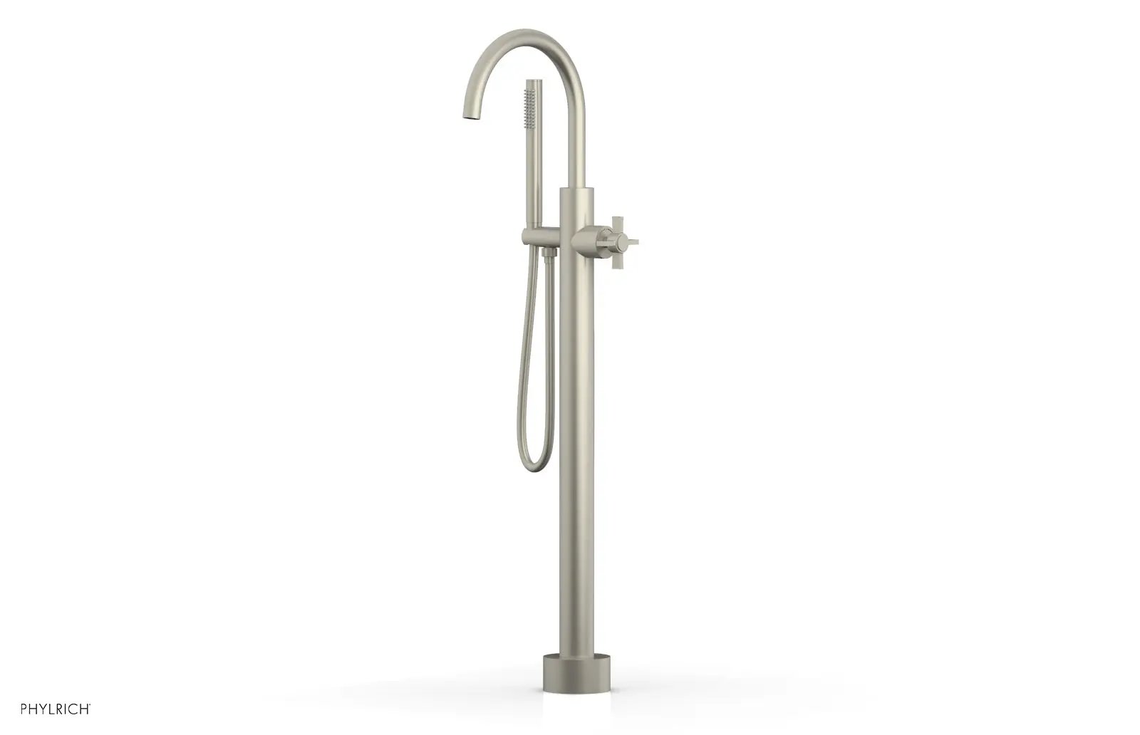 Phylrich BASIC Tall Floor Mount Tub Filler - Cross Handle with Hand Shower by Phylrich