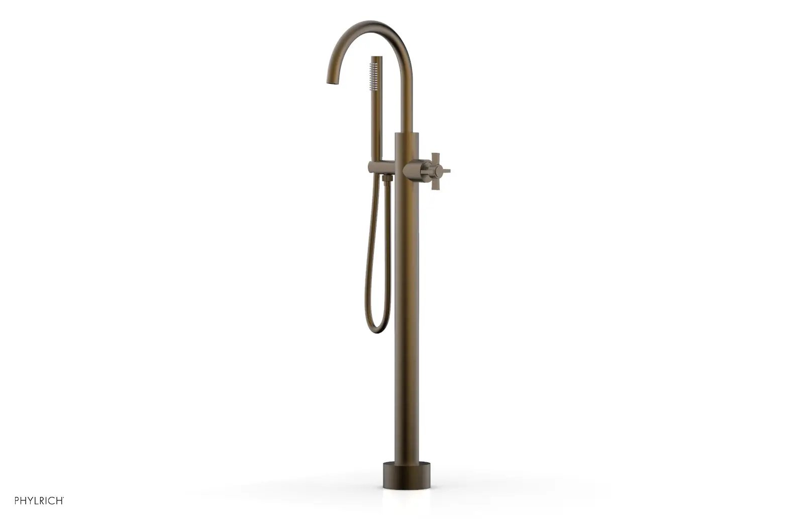 Phylrich BASIC Tall Floor Mount Tub Filler - Cross Handle with Hand Shower by Phylrich